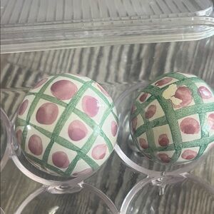 Mackenzie childs Decorative knobs  with Pink and Green Pattern